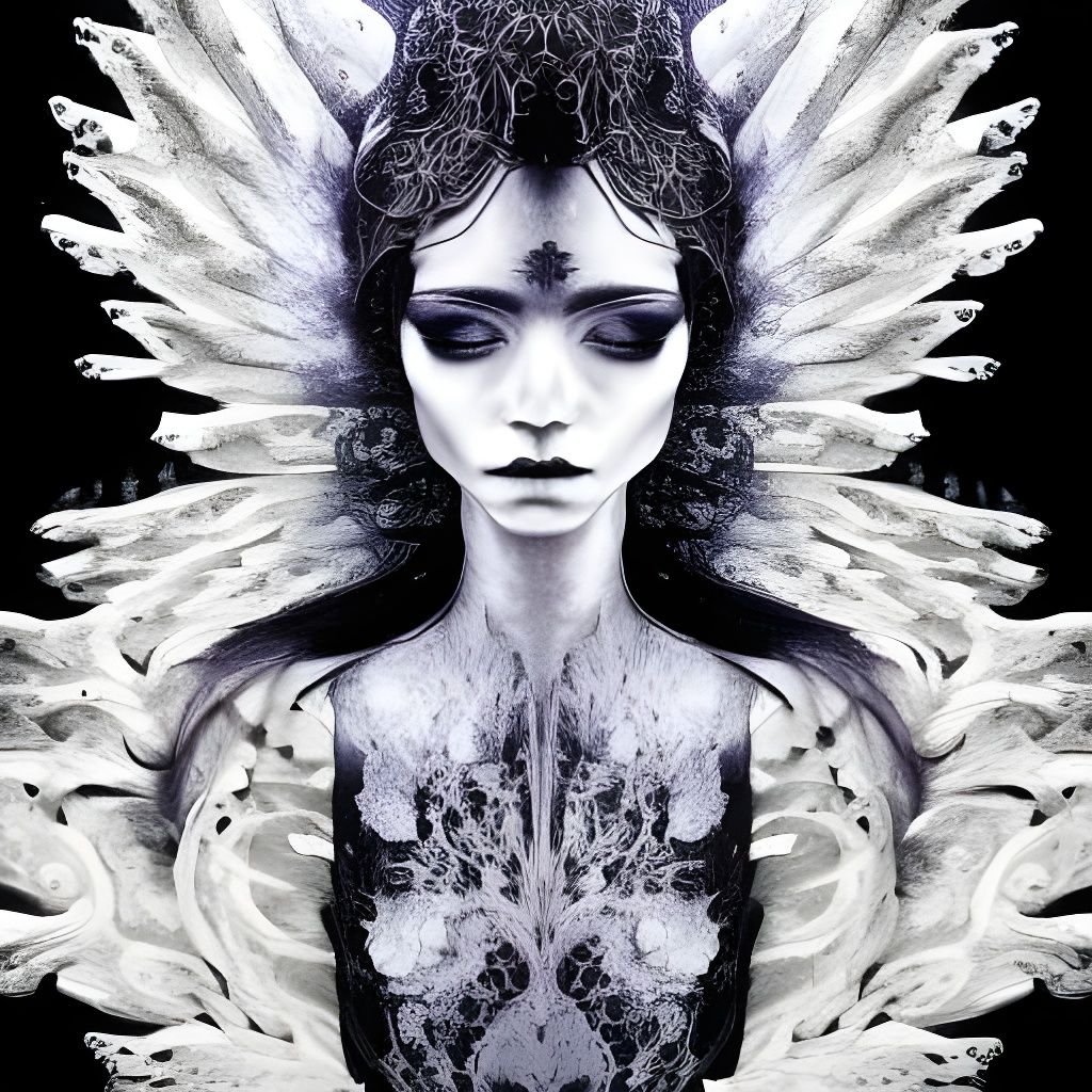 Exploding Angel in Hyperdetailed Photographic Portrait