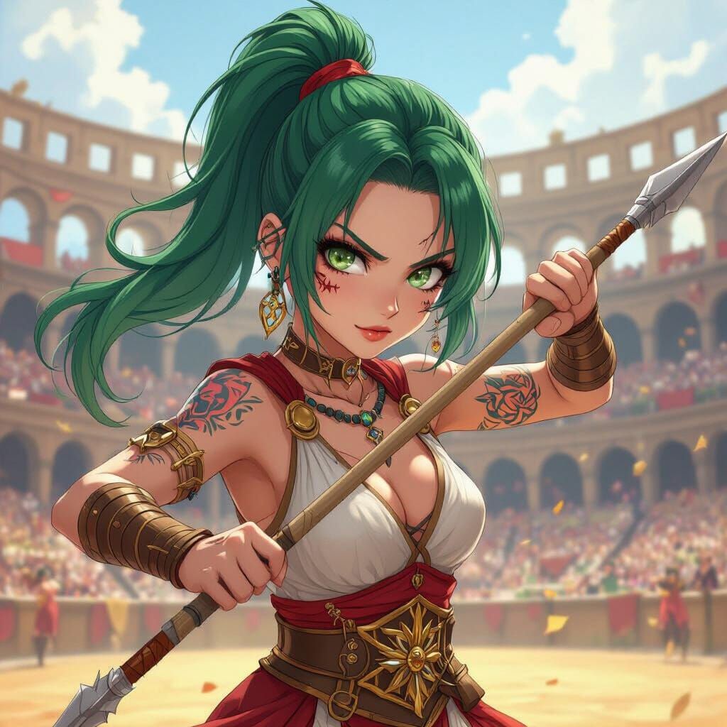 Anime Roman Princess Fights in Colosseum