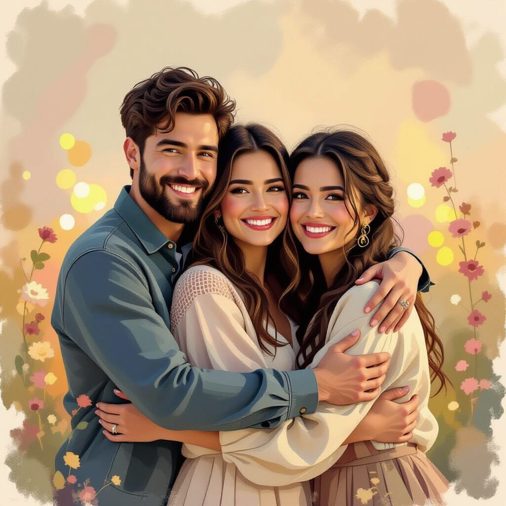 Warm Embrace in Impressionist Style