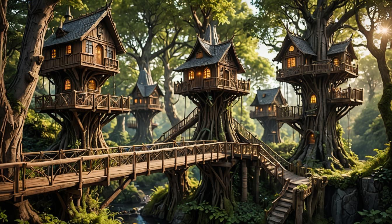 Elven Treehouses: High-Resolution Professional Photography
