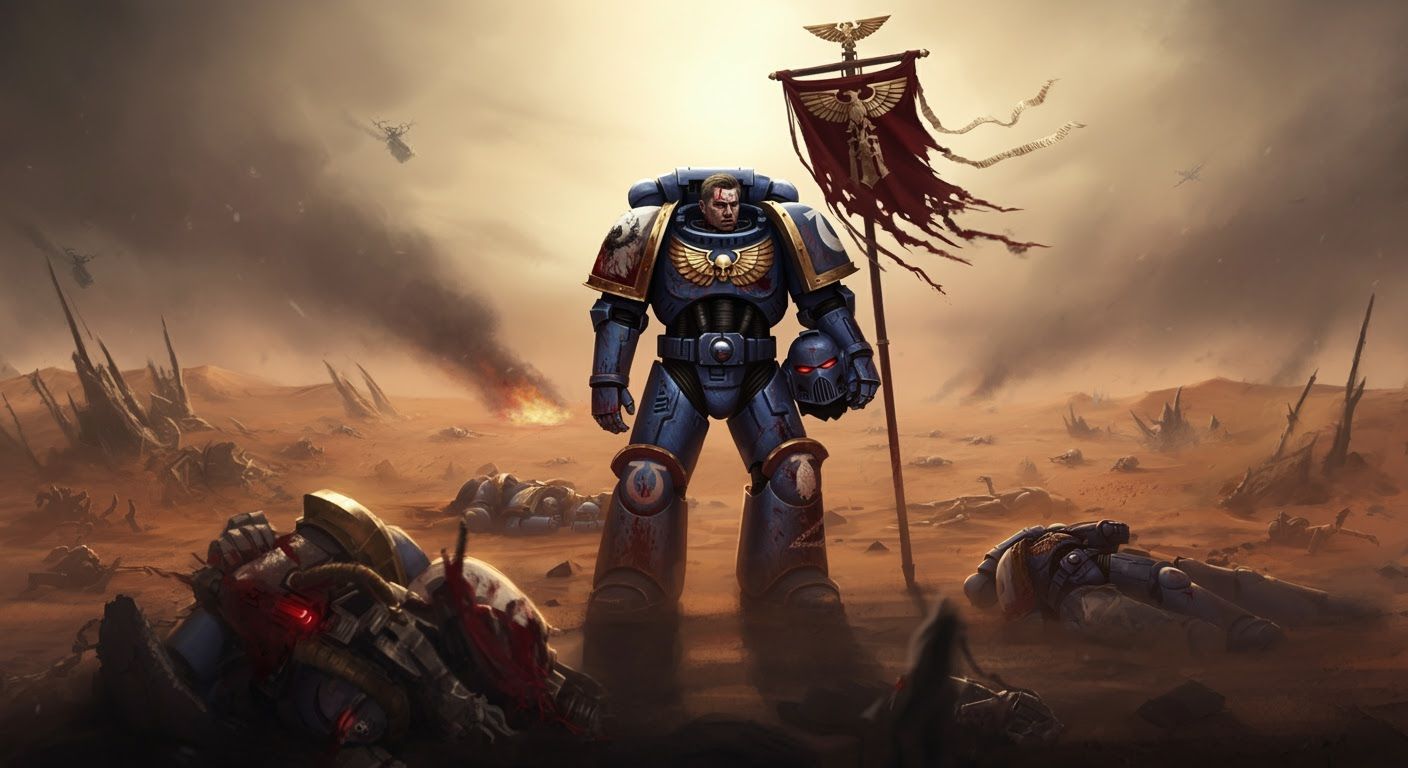 Desert Battlefield at Dawn: Lone Warrior