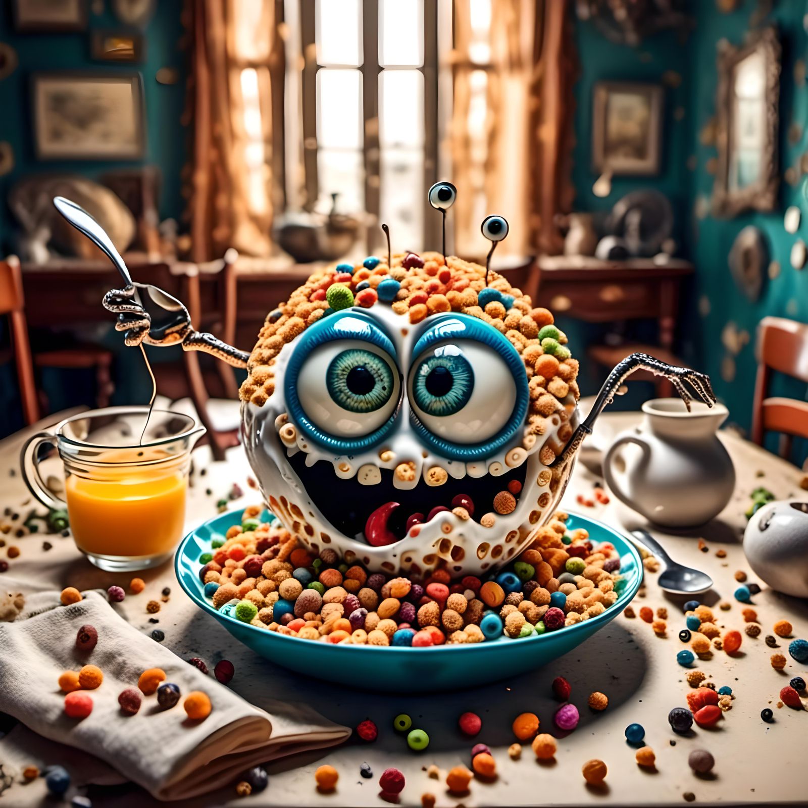Surreal Cereal Bowl with Googly Eyes