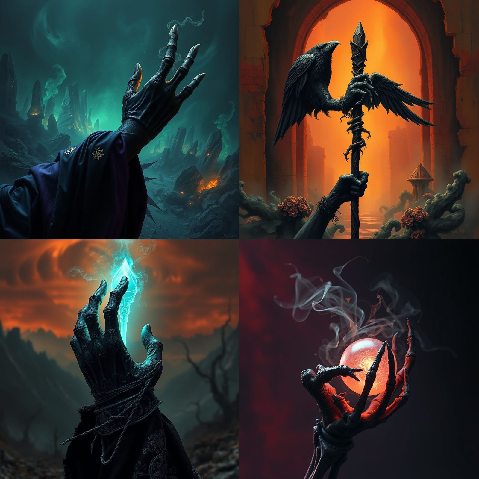 Spectral Raven Mage Hand in Detailed Matte Painting