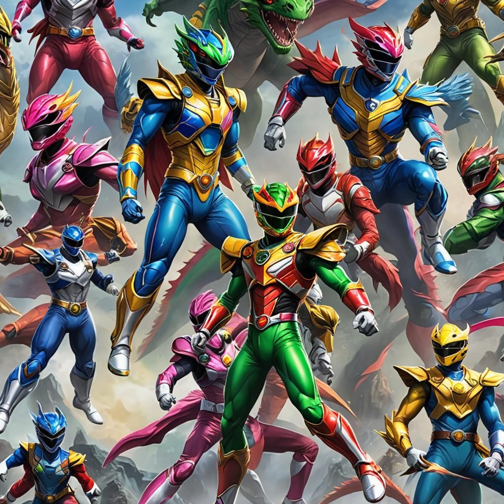 Rainbow Dragon Power Ranger Illustration