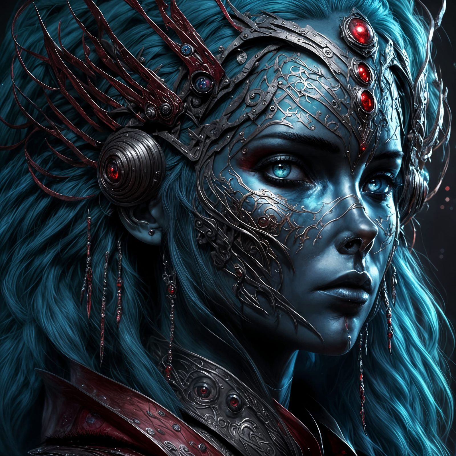 Gunmetal Crimson Red Eyeball with Pretty Long Black Eyelashe...