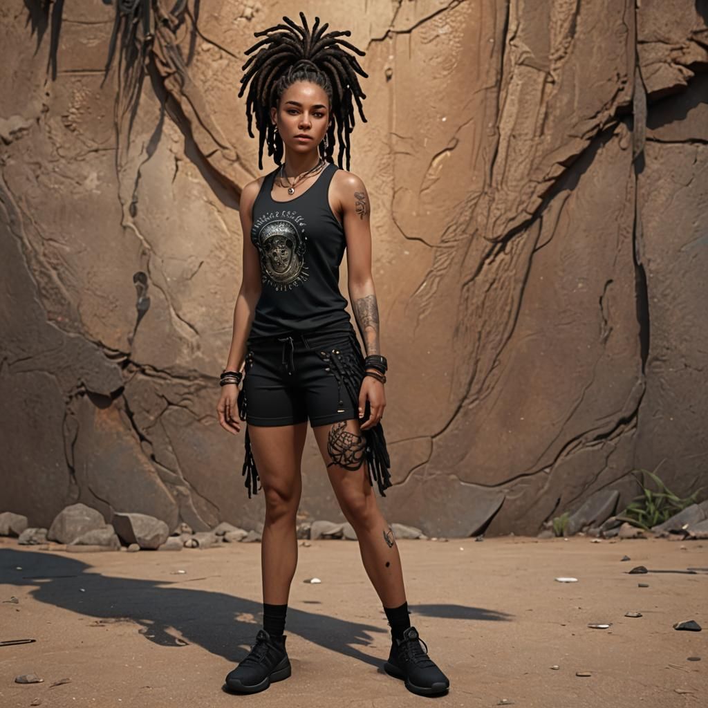 Stud Girl with Dreadlocks: Fantasy Concept Art