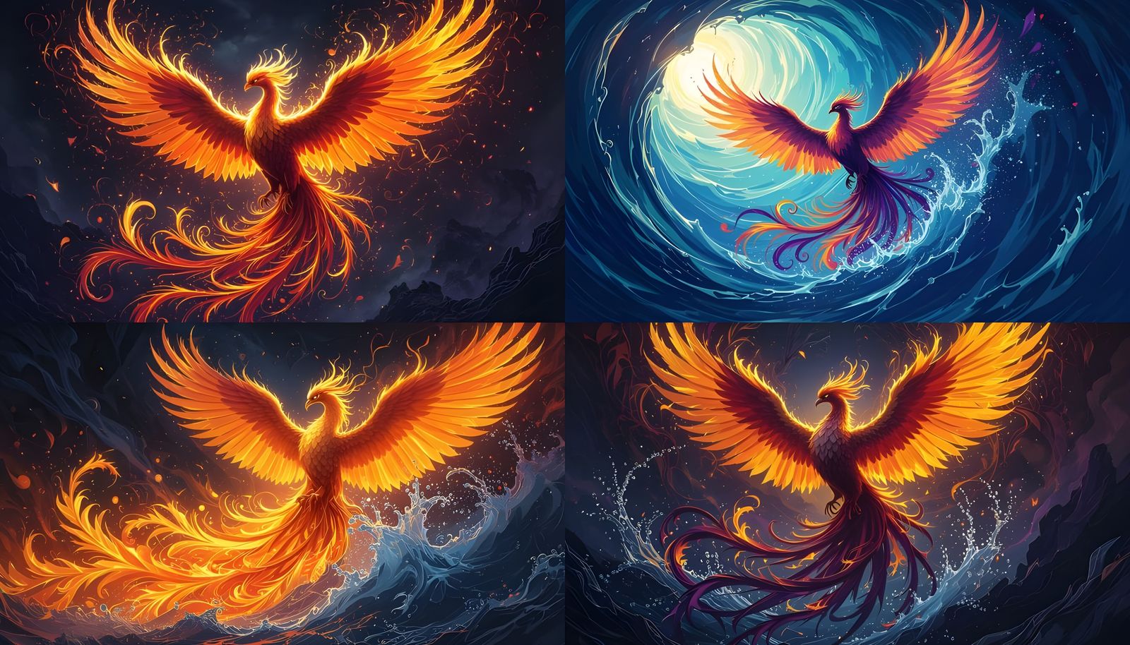 Phoenix Rising: Dark Fantasy Masterpiece in Purple and Yello...