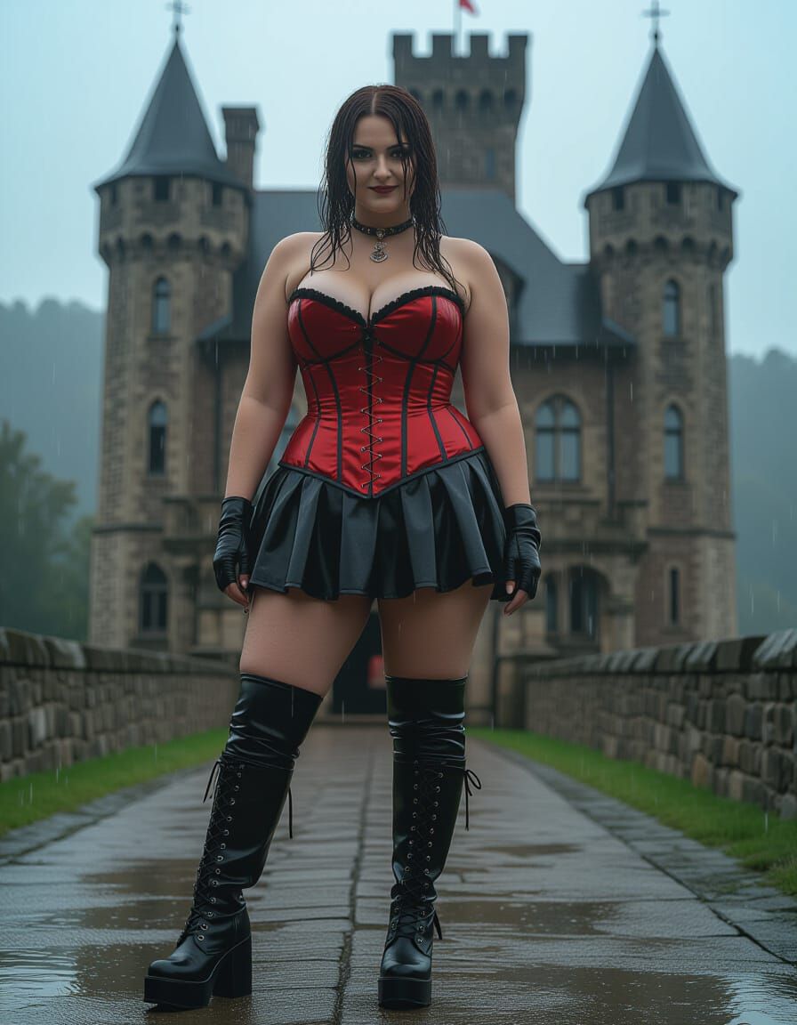 Gothic Egyptian Woman in Rainy Castle Portrait