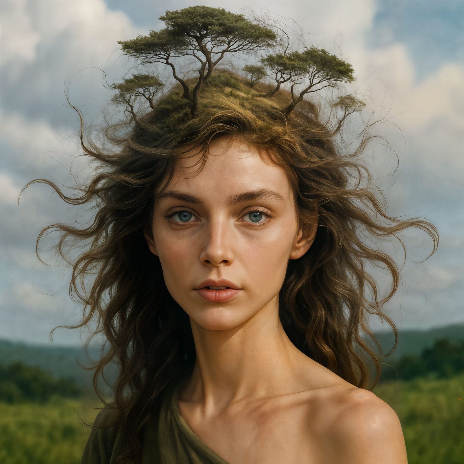 Surreal Woman Portrait in Nature