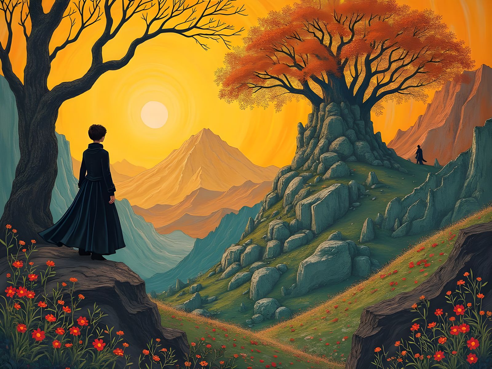 Intricately Detailed Maximalist Art of a Woman Venturing For...