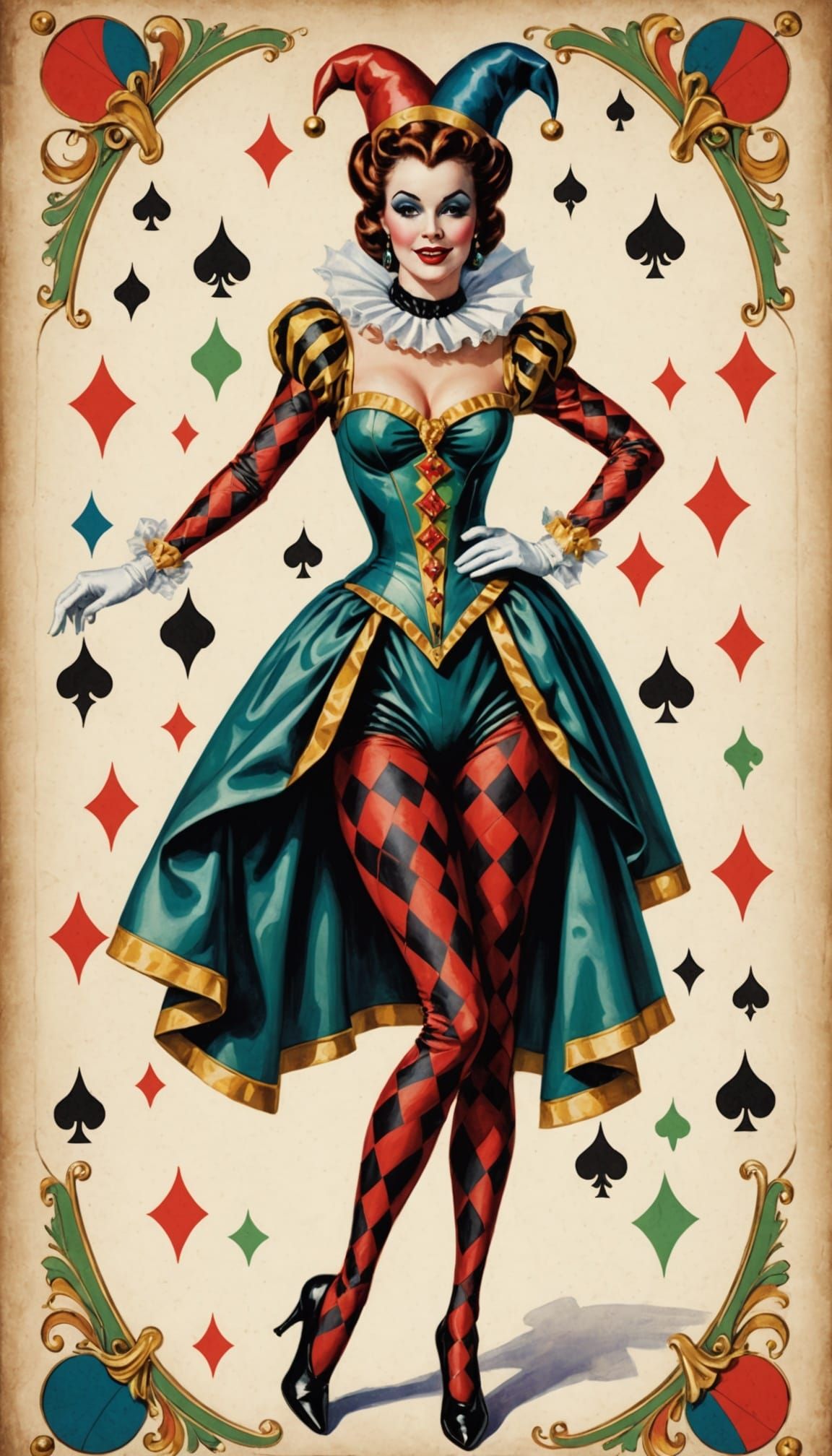 Retro Style Pinup Court Jester Beauty