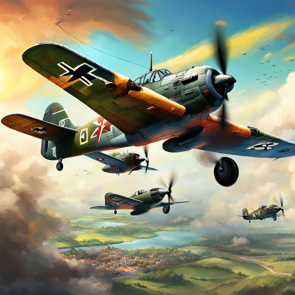 World War 2 Stuka Plane in Splash Art Style