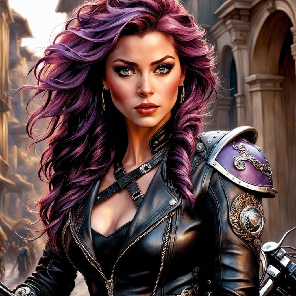 Megara from Hercules turned biker