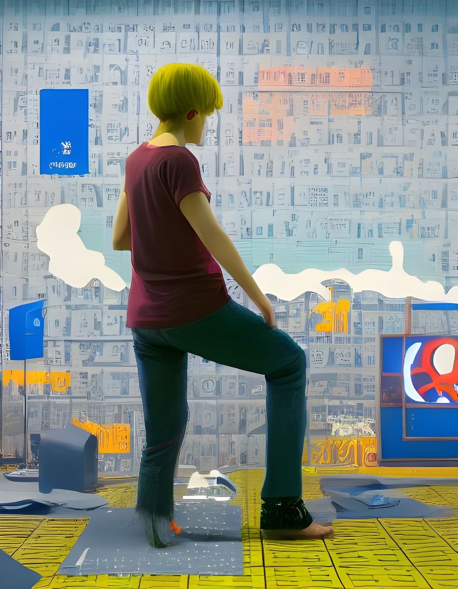 Woman in Yoga Pose: Cel-Shaded CGI Art