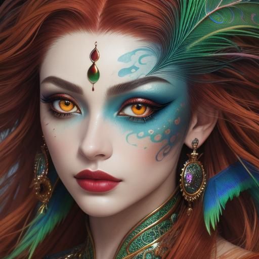 Dragon Woman Portrait in Abstract Style