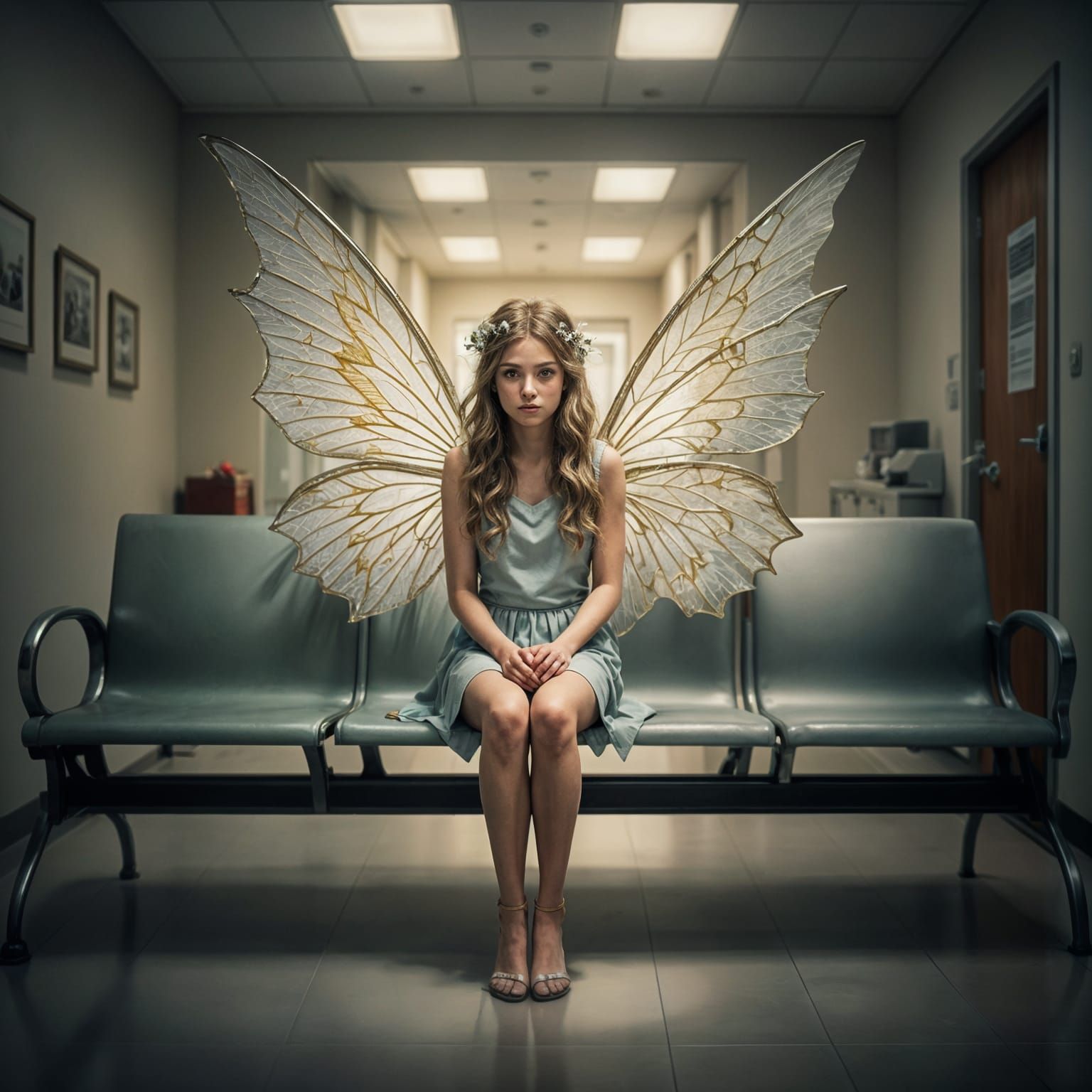 Fairy in Waiting Room of a Modern Hospital