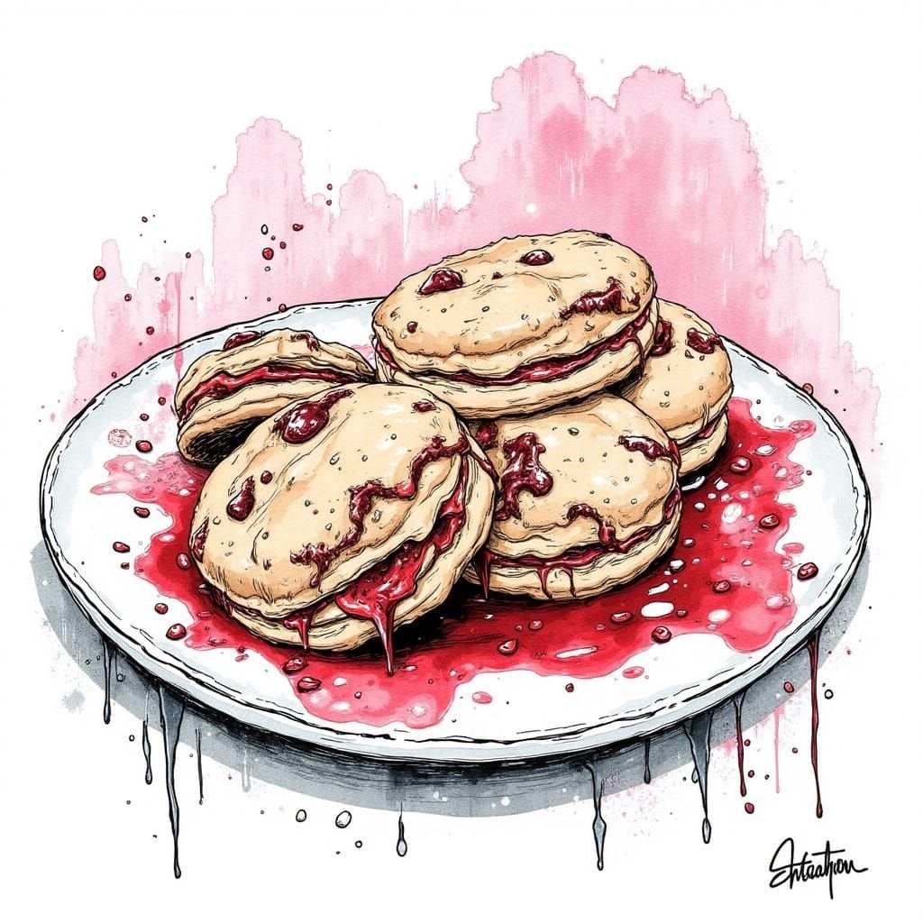 Vibrant Cookies on a Plate in Watercolor Pencil Style