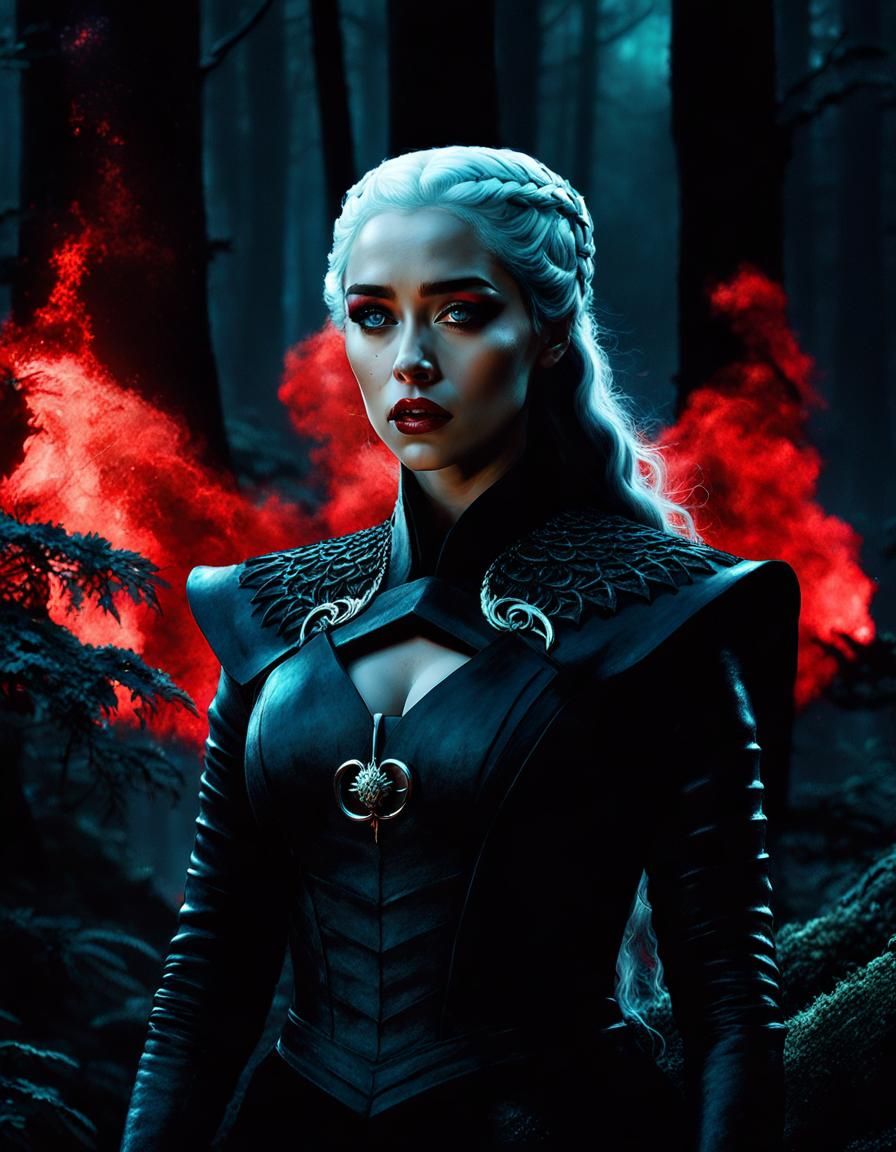Bioluminescent Daenerys Targaryen Portrait in Dark Fantasy S...