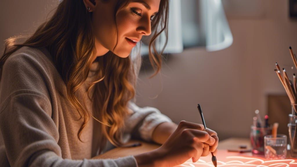 Italian Girl Portrait with Emoji Heart Drawing