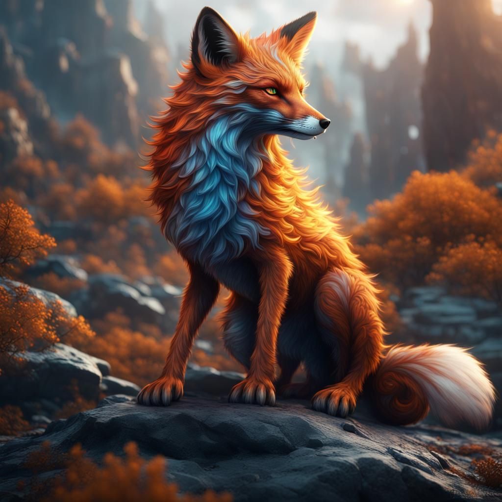 Elemental Fox Fantasy Concept Art in 8K