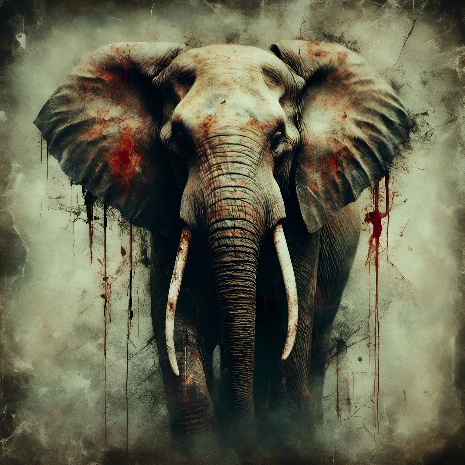 Punk Elephant Portrait with Macabre Details