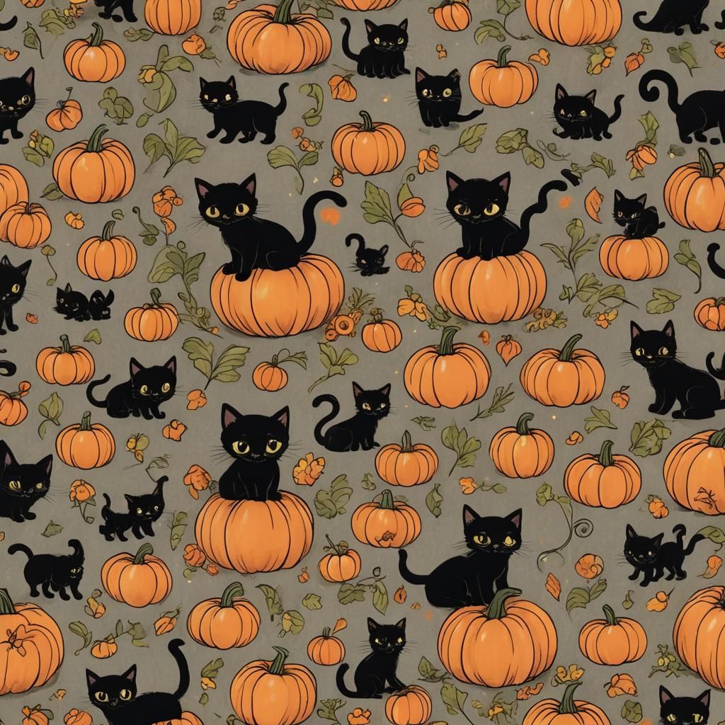 Pumpkin-Headed Kitten in Pumpkin Patch: Kyoot Design
