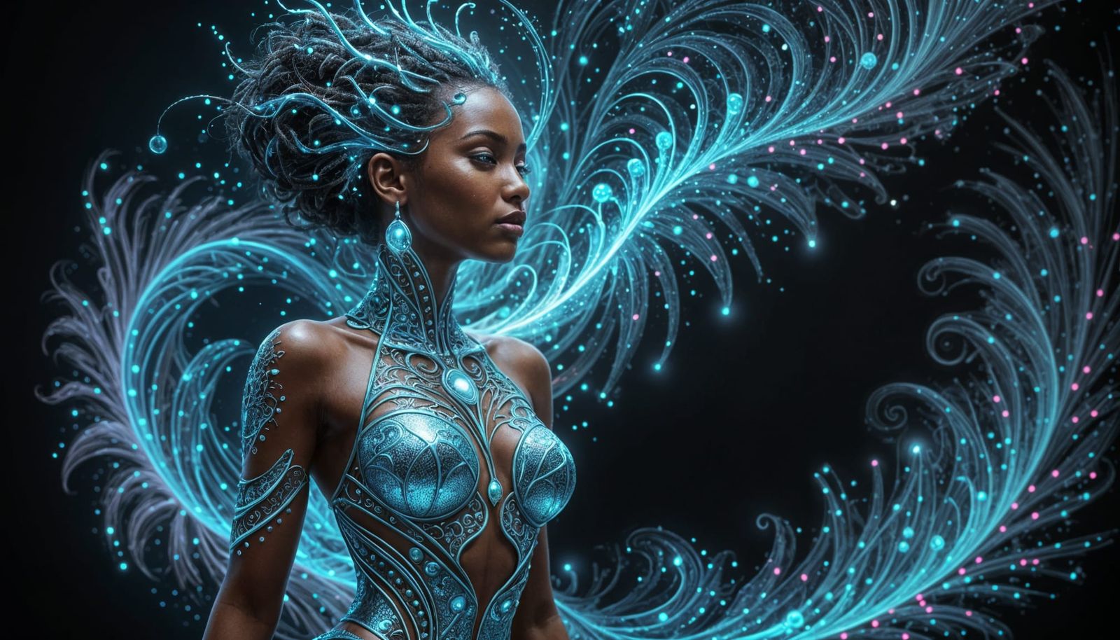 Ethereal Cosmic Goddess in Vibrant, Dreamlike Style