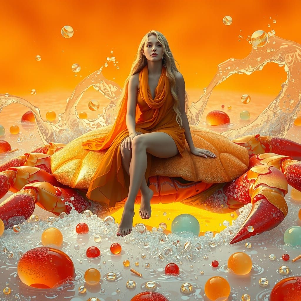 Gummy Crab: Serene Woman in a Soda Sea