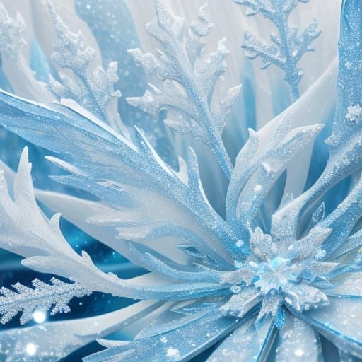 Ethereal Snowflakes Dance in Fluid Acrylic Winter Wonderland
