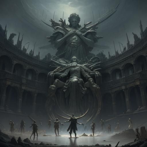 Surreal Horror Image of Olympian Gods