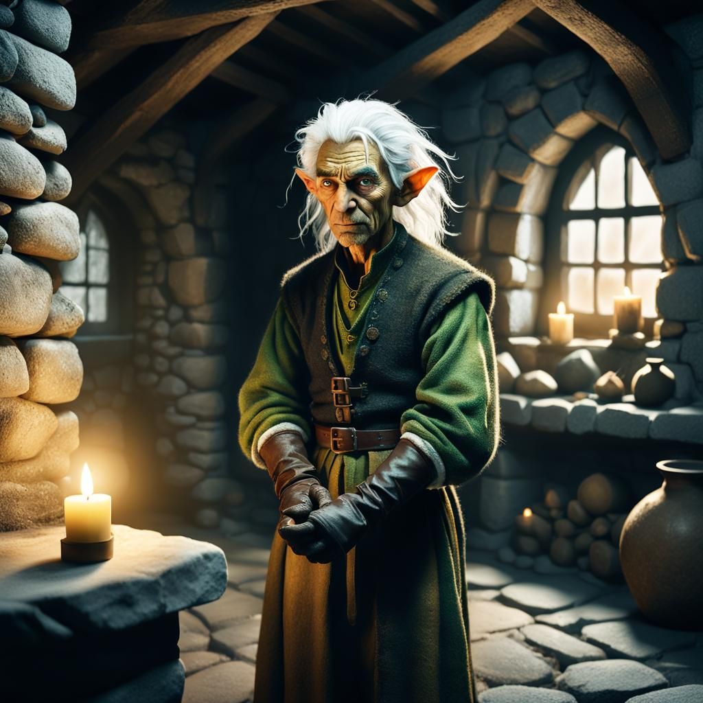 House Elf Portrait in Mystical Realism Style