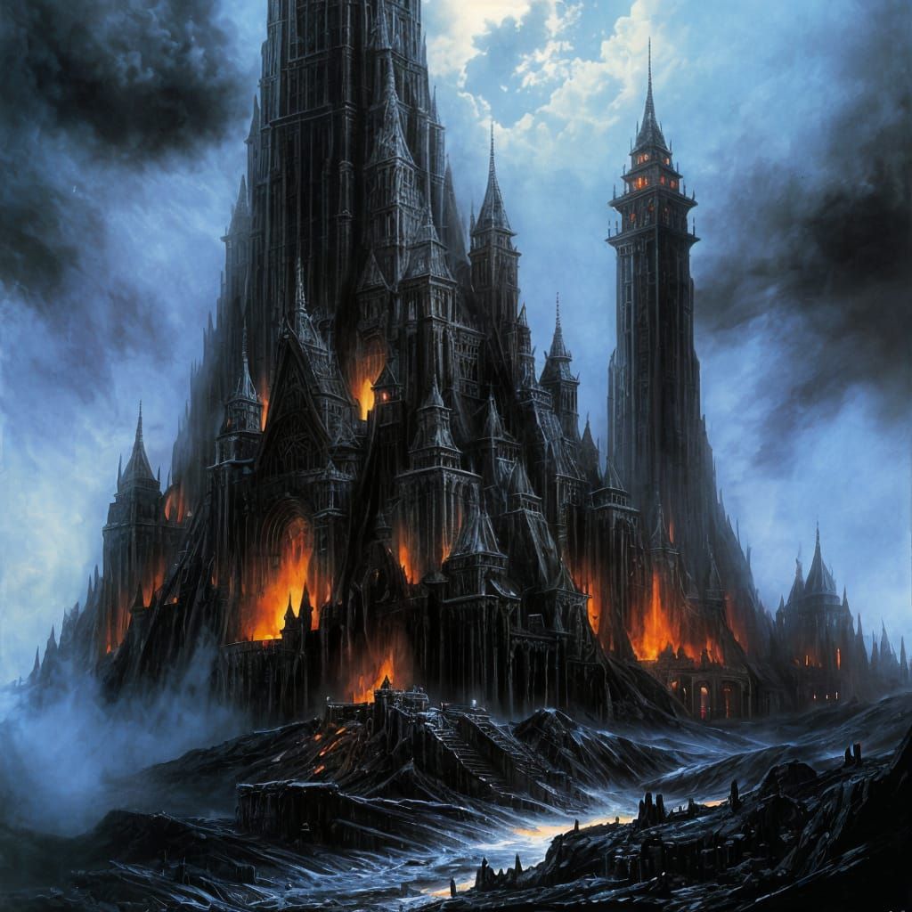 Grimdark Fortress in Barren Wasteland