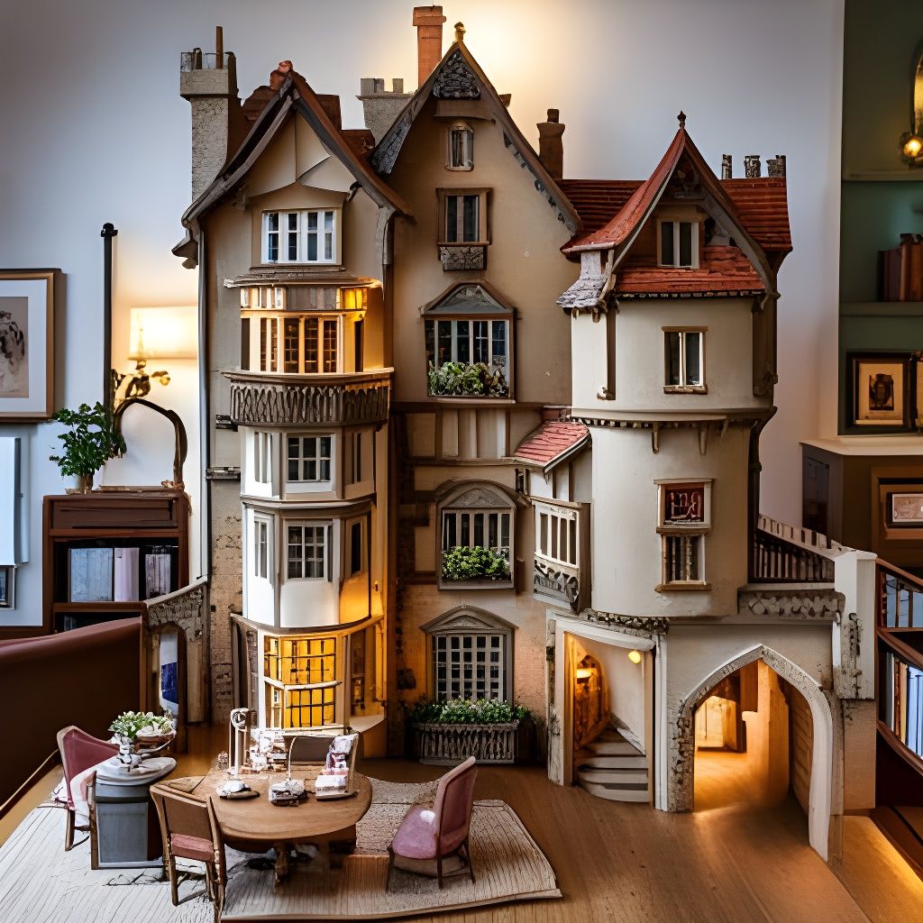 Intricate Miniature English Castle Mansion Dollhouse