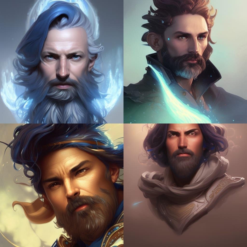 Fantasy Air Wizard Portrait in Digital Art Style