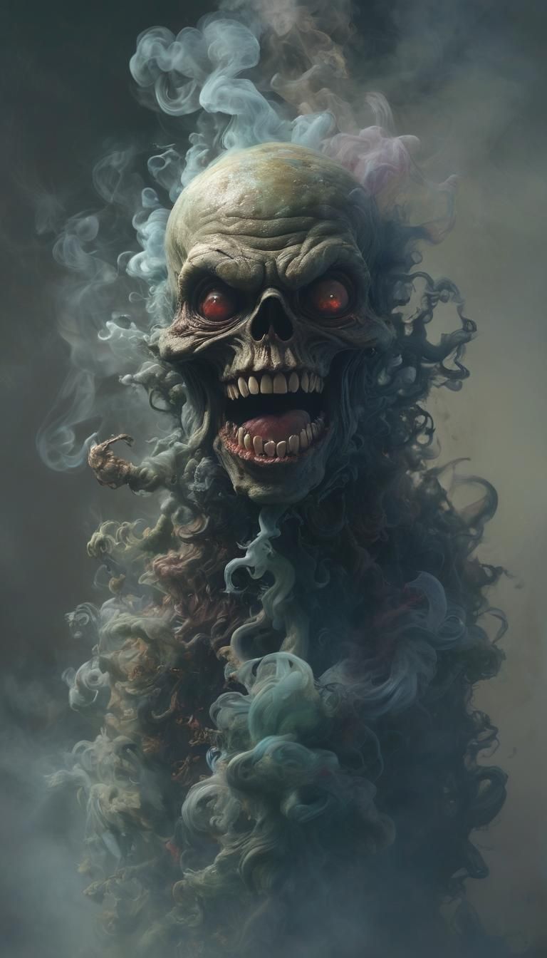 Dark Fantasy Smoke Monster in a Creepy Oceanic Nightmare as...