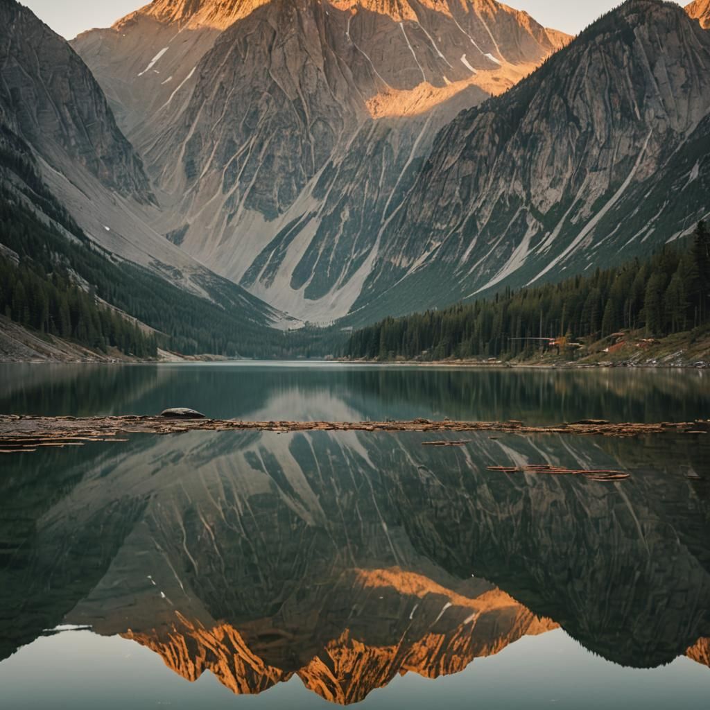 Sunrise Lake Reflection: A Cinematic Film Still