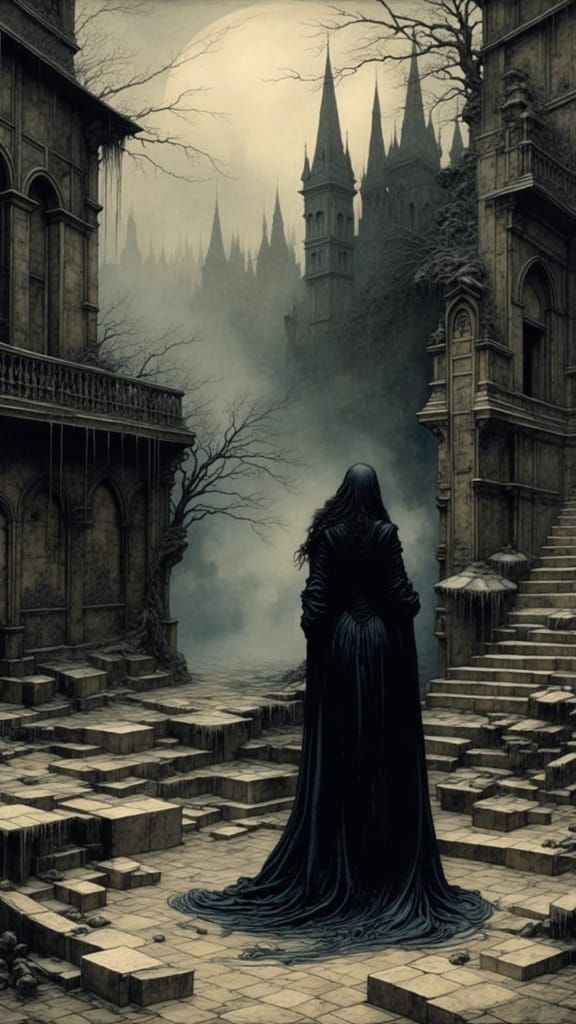 Dark Minister in Impressionist Horror Graphic Novel Style