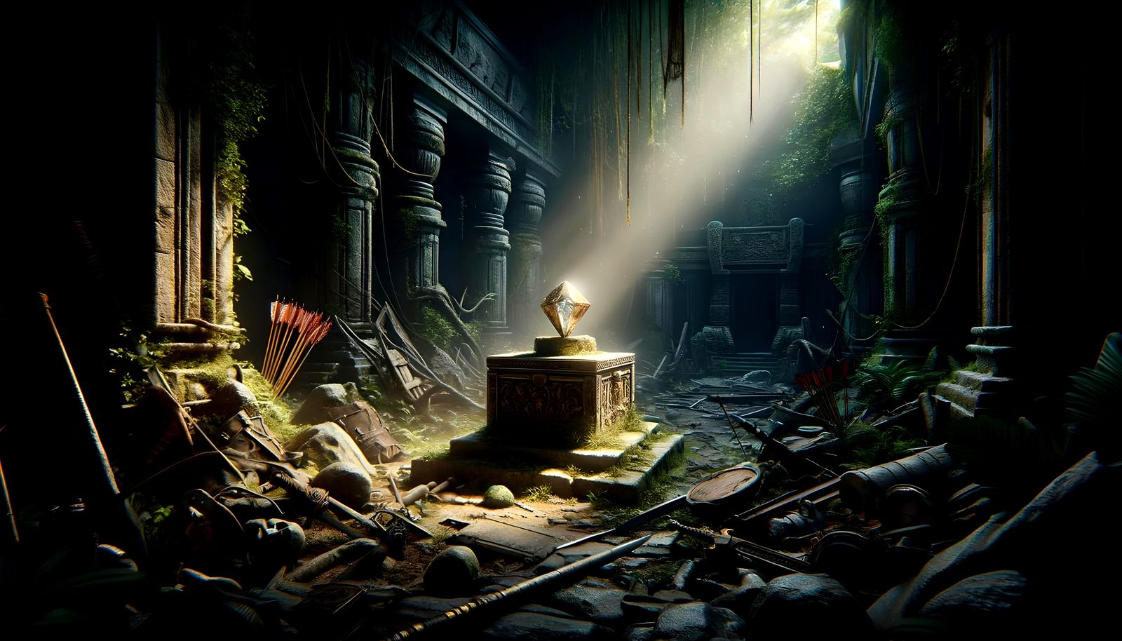 Jewel in Abandoned Temple Ruins