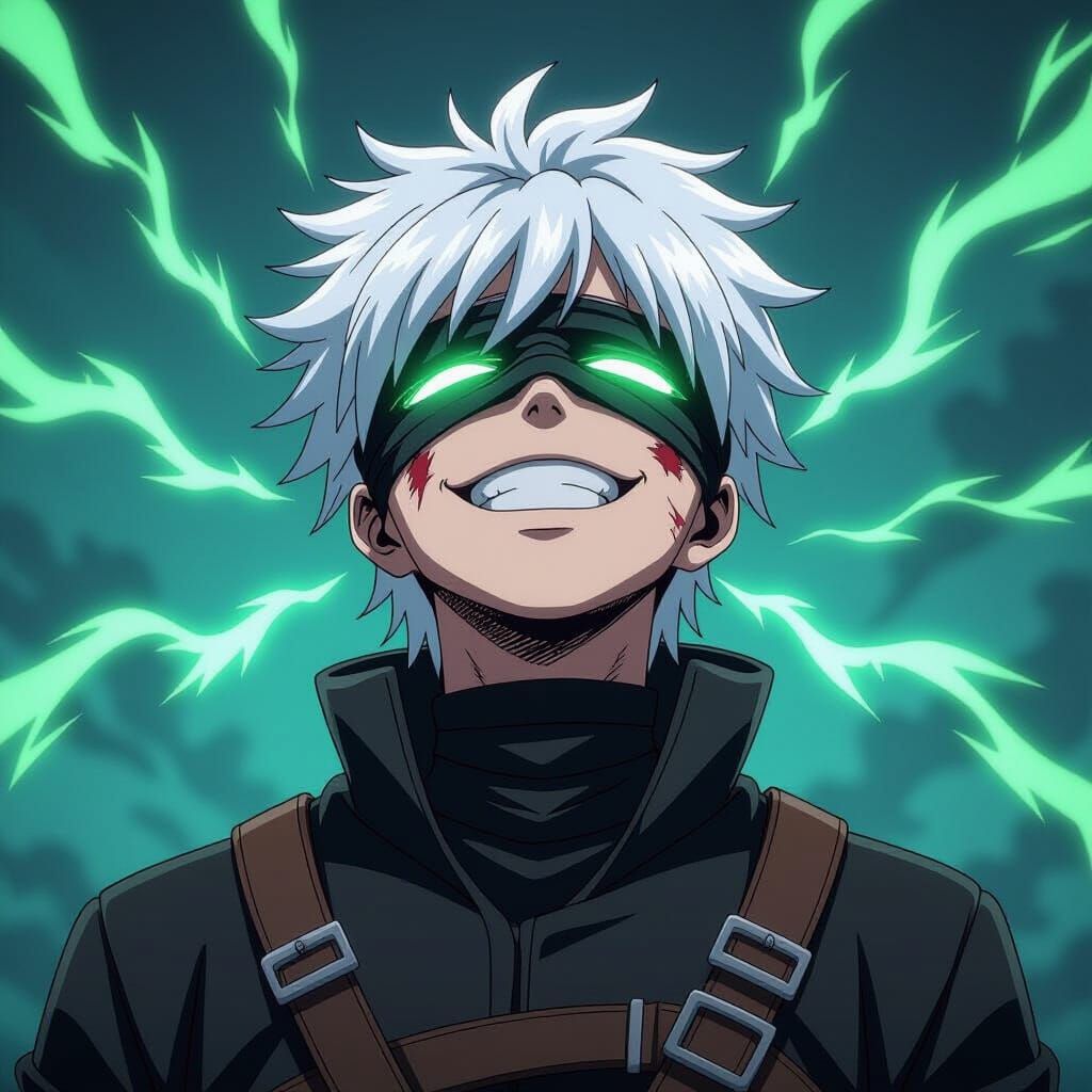 Assassin in Cel-Shaded Anime Style with Green Lightning