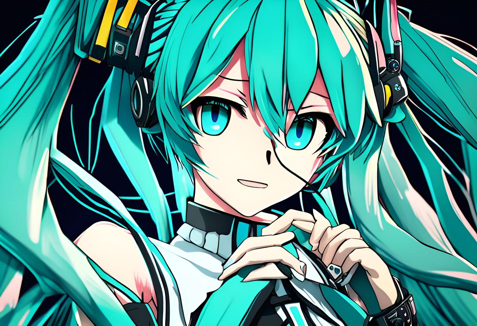 Hatsune Miku Vocaloid in Anime Style