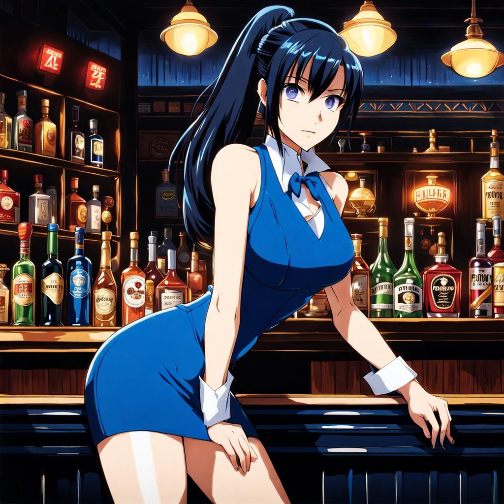 Woman in Blue Dress, Digital Art Portrait