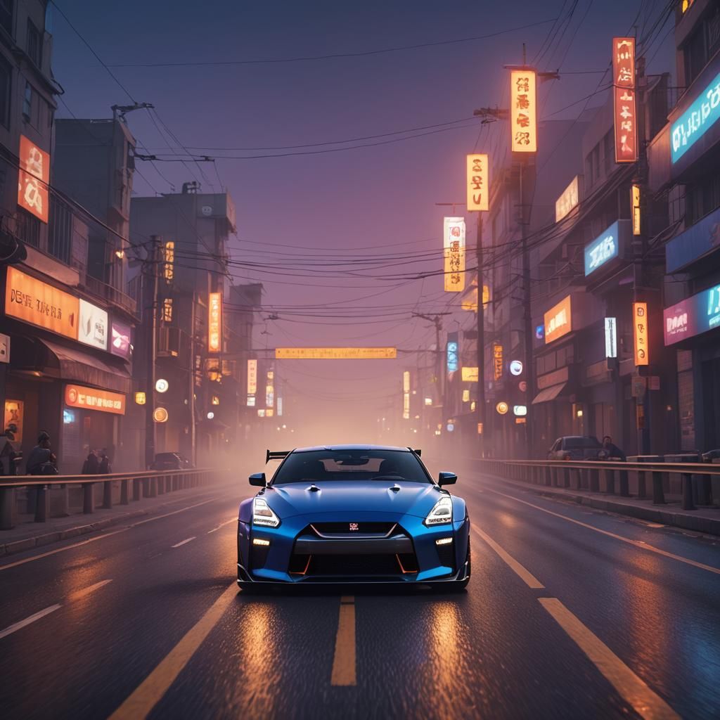 Nissan GTR Speeds Down Road in Cinematic Style