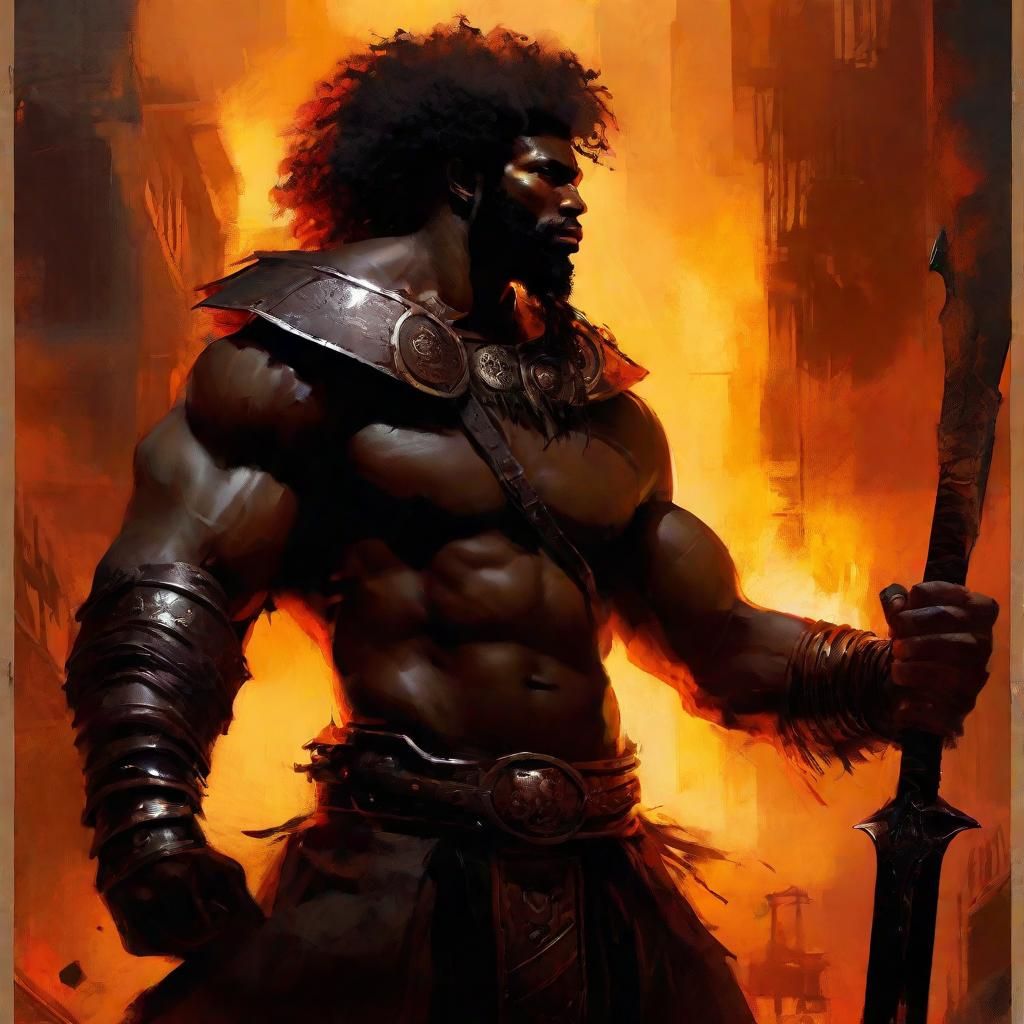 Chiaroscuro Beastpunk Gladiator in Dark Fantasy Art