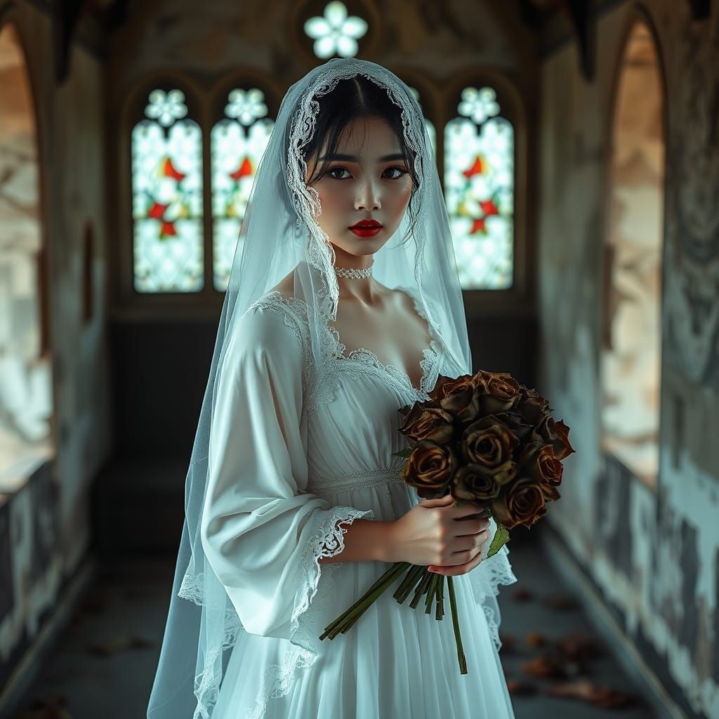 Ghostly Korean Bride in Dilapidated Chapel