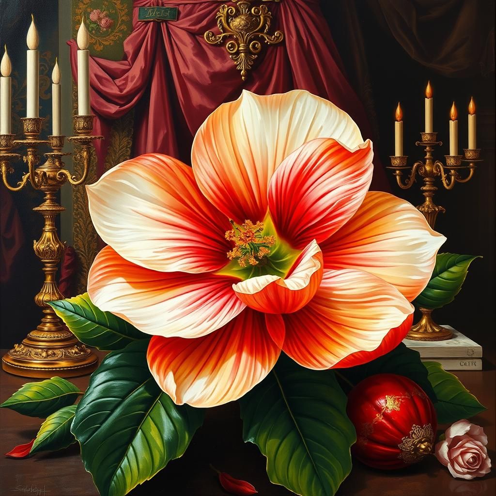 Apple Blossom in Maximalist Renaissance Style