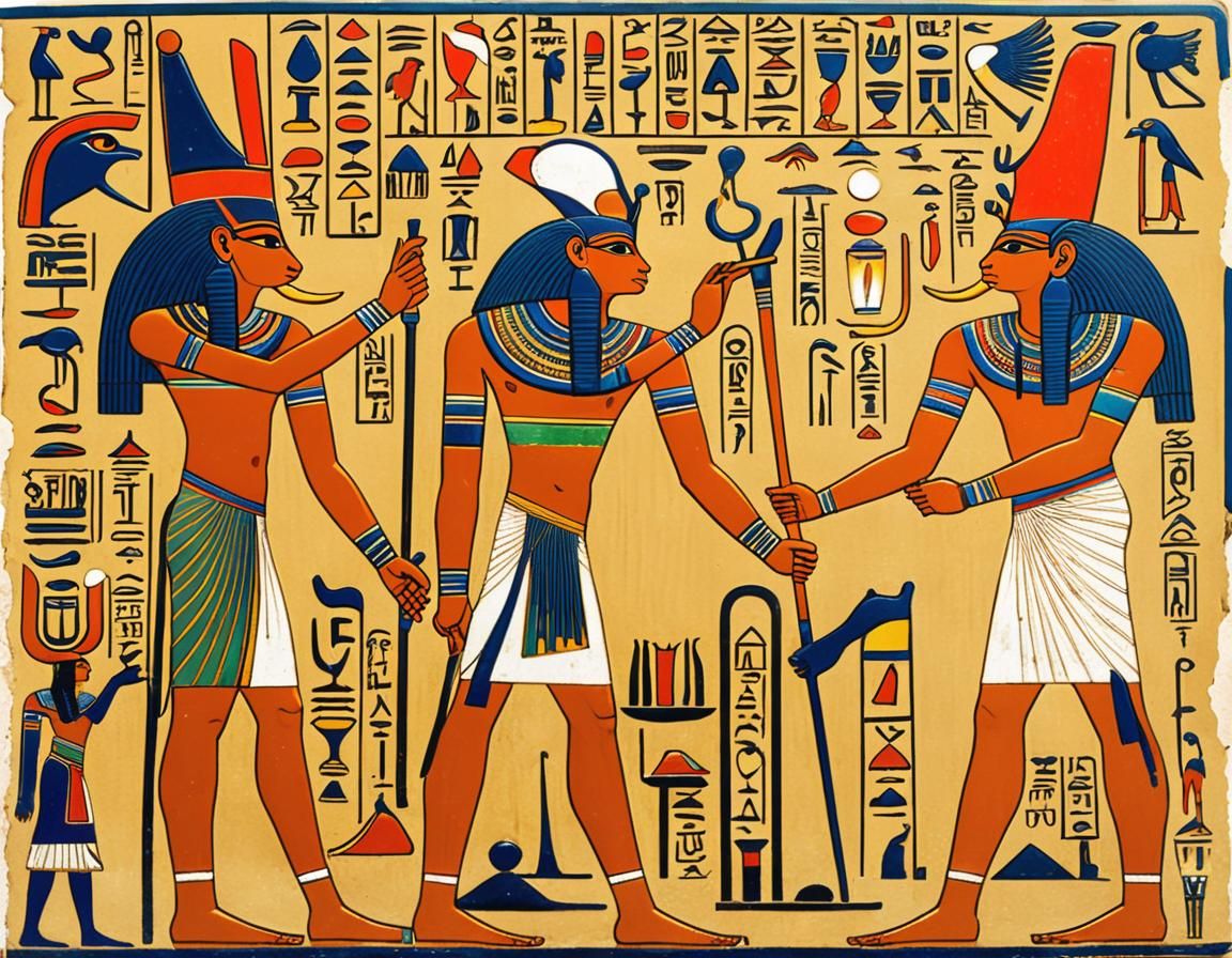 Horus Hypnotizes Initiate in Ancient Egyptian Hieroglyph