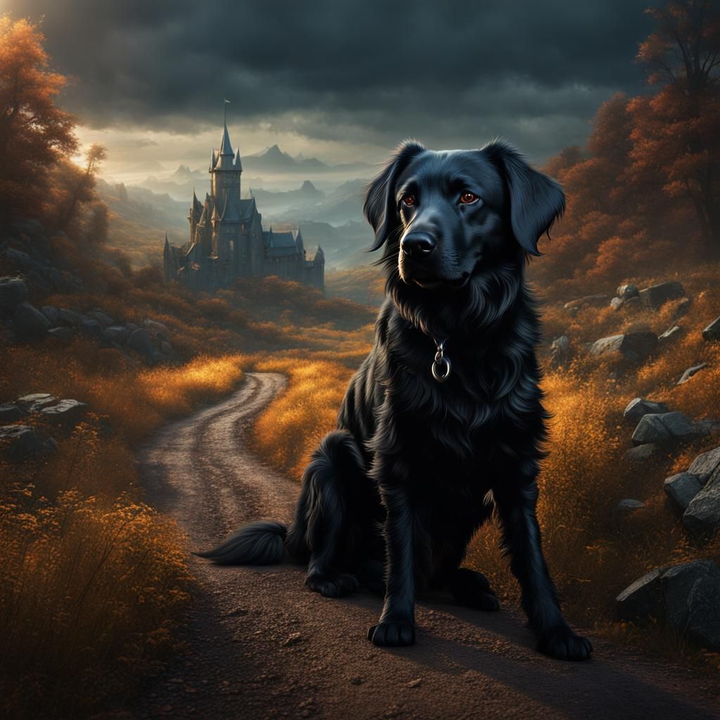 Old Black Dog Roadside: Detailed Matte Painting