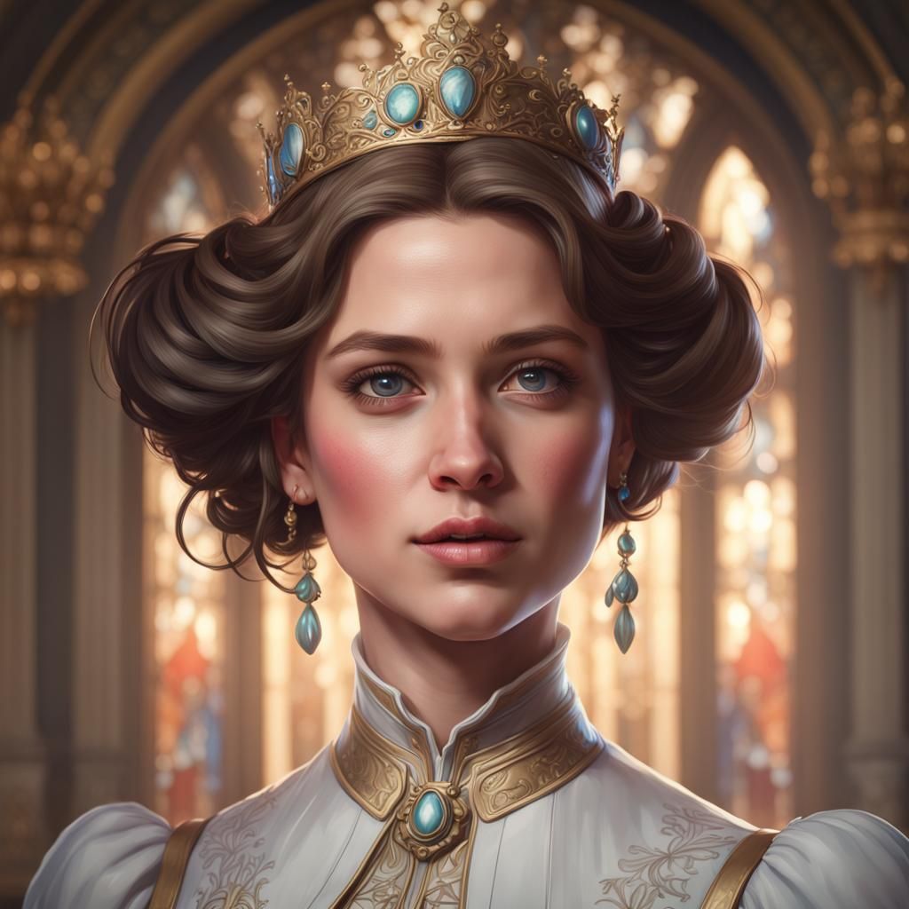 Princess Charlotte: Detailed Portrait in Art Nouveau Style