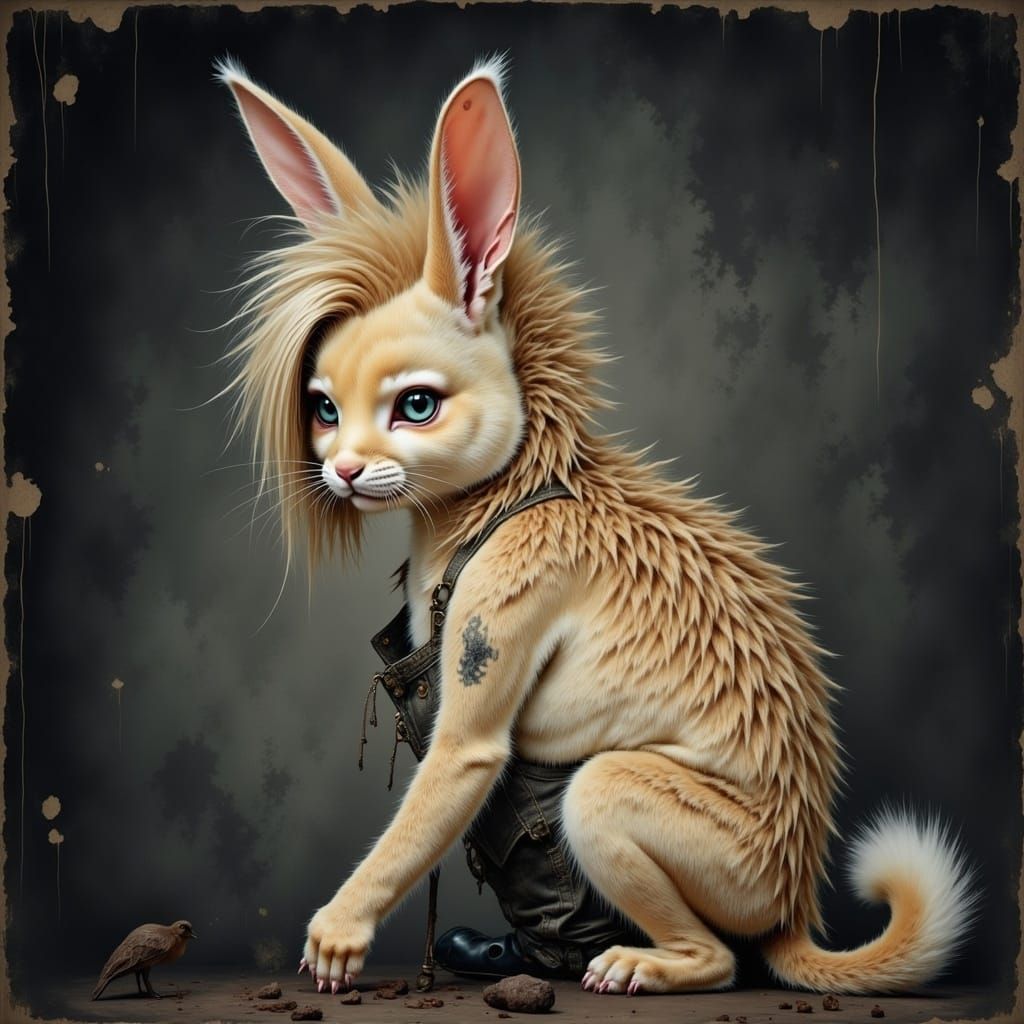 Grunge Bunny with Unkempt Ears