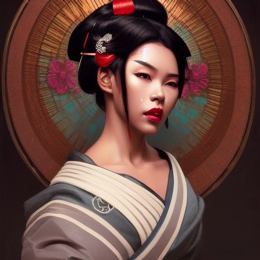 Geisha Portrait with Volumetric Lighting